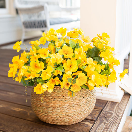 Hibiscus Artificial Flowers Plants for Outdoors Decor 6 Bundles Silk Hibiscus Bouquet Tropical Flowers Artificial Realistic UV Resistant Fake Flowers for Outside Planter Porch Patio Balcony Yellow