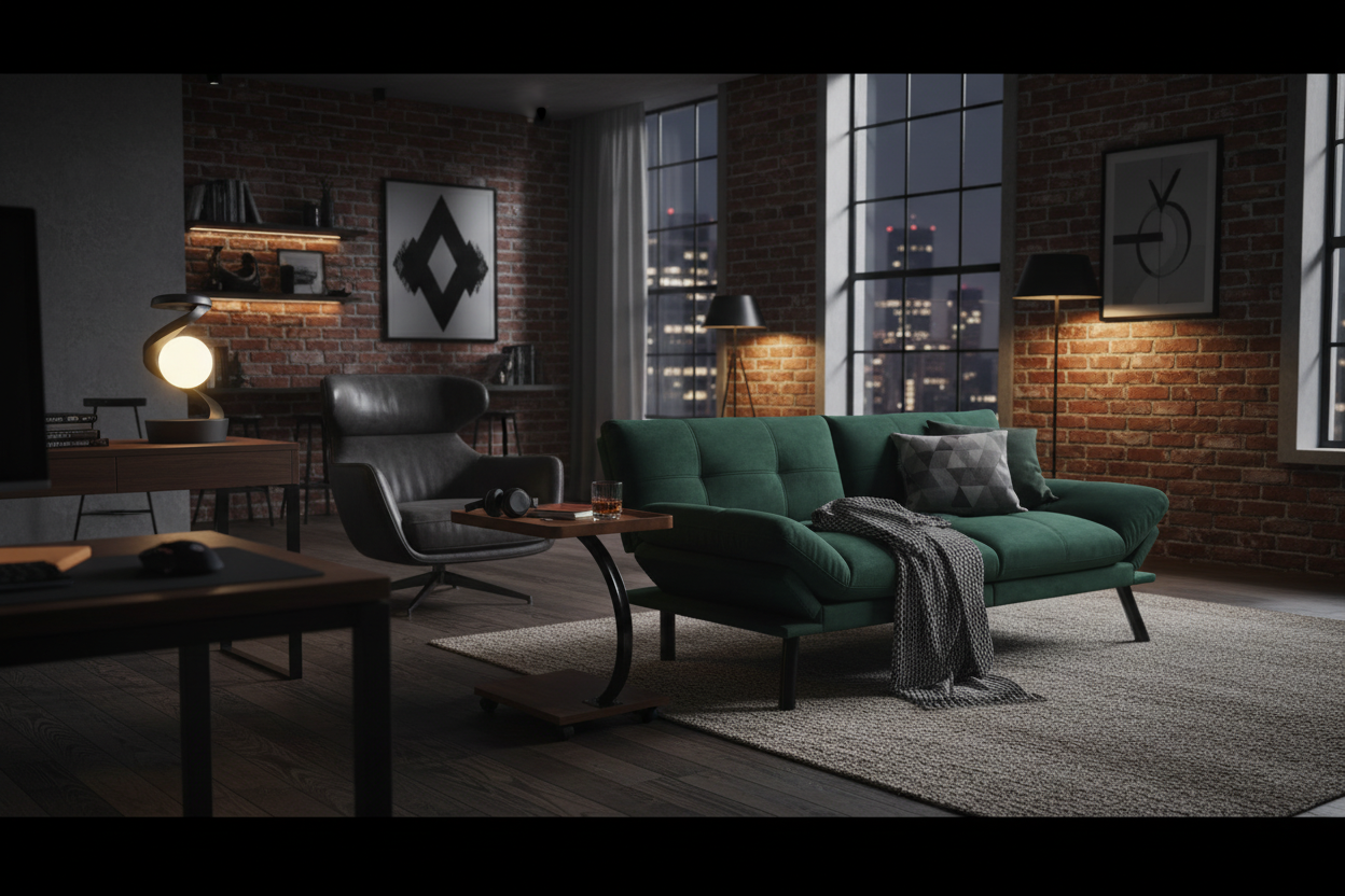 Modern men's apartment product showcase
