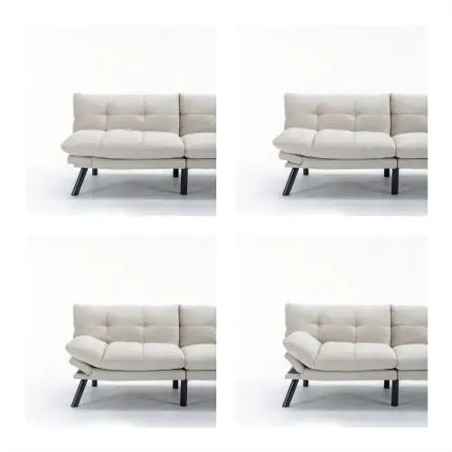 Cream Convertible Folding Modern Sofa Bed